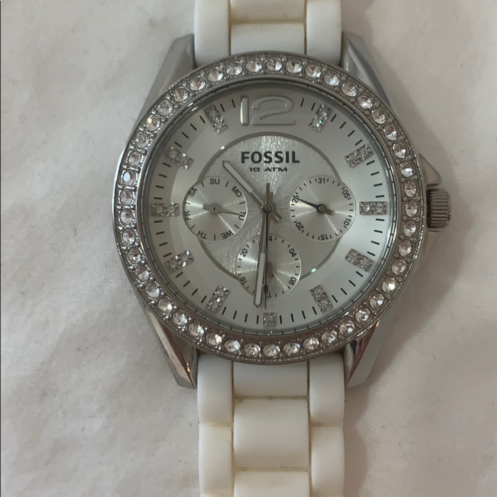 White Fossil Watch